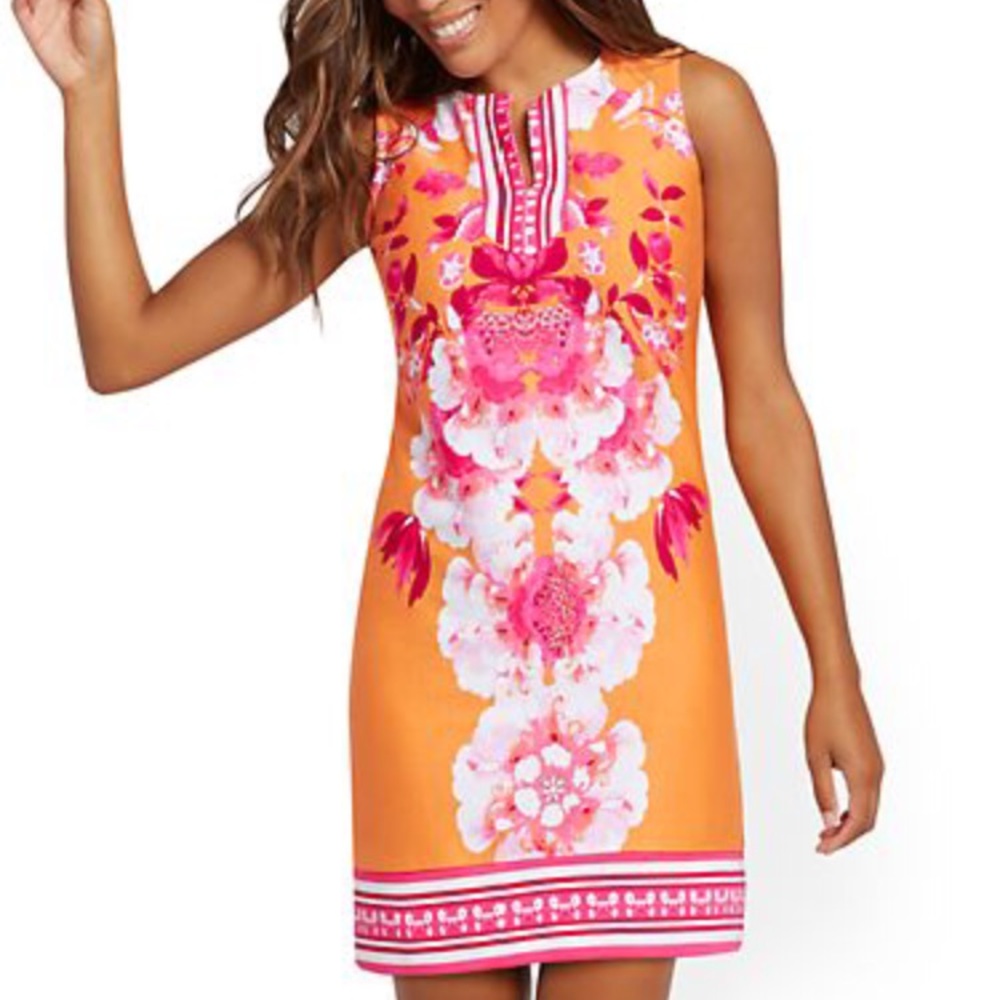 NWT. Orange cotton shift dress NY&Co. Size M.